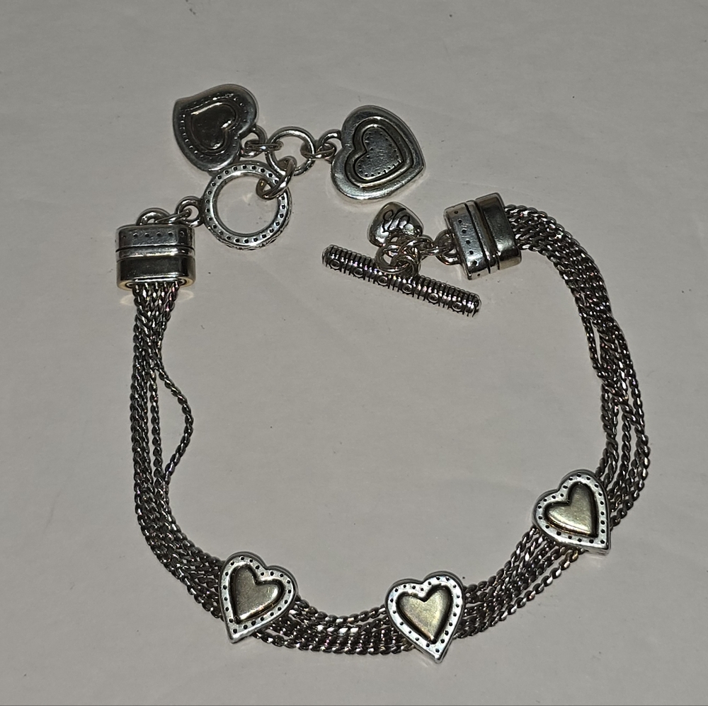 Brighton Gold And Silver Heart‎ Vintage Retired Charm Bracelet